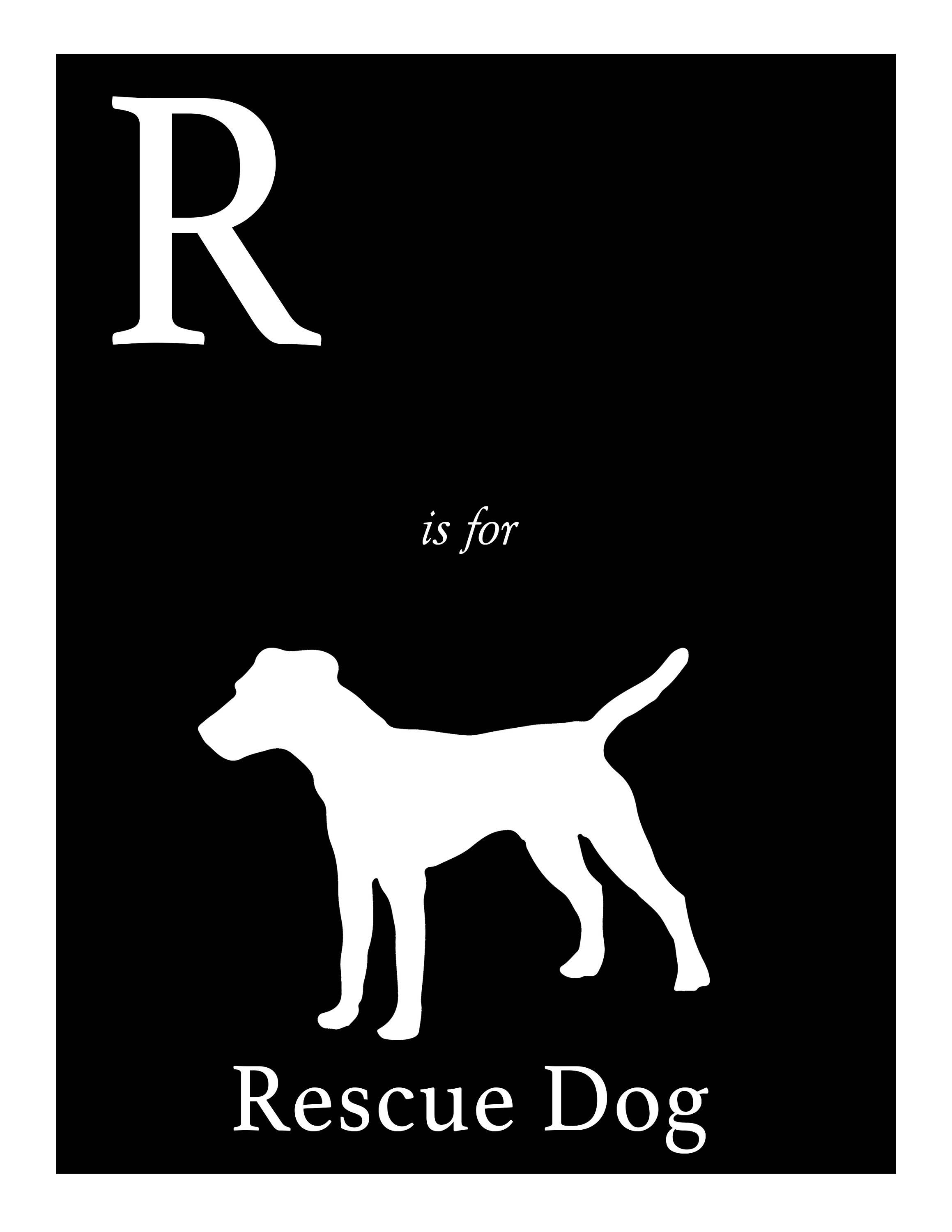 Sophisticated Pup - Vente Affiche d'art - R is for Rescue Dog Alphabet Art Impression 8,5 x 11" 2