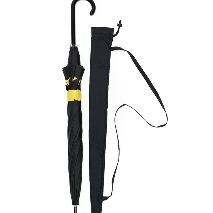 The San Francisco Umbrella Company - Wholesale Umbrella - Unisex - Black Umbrella Featuring Gold Shiba Inu