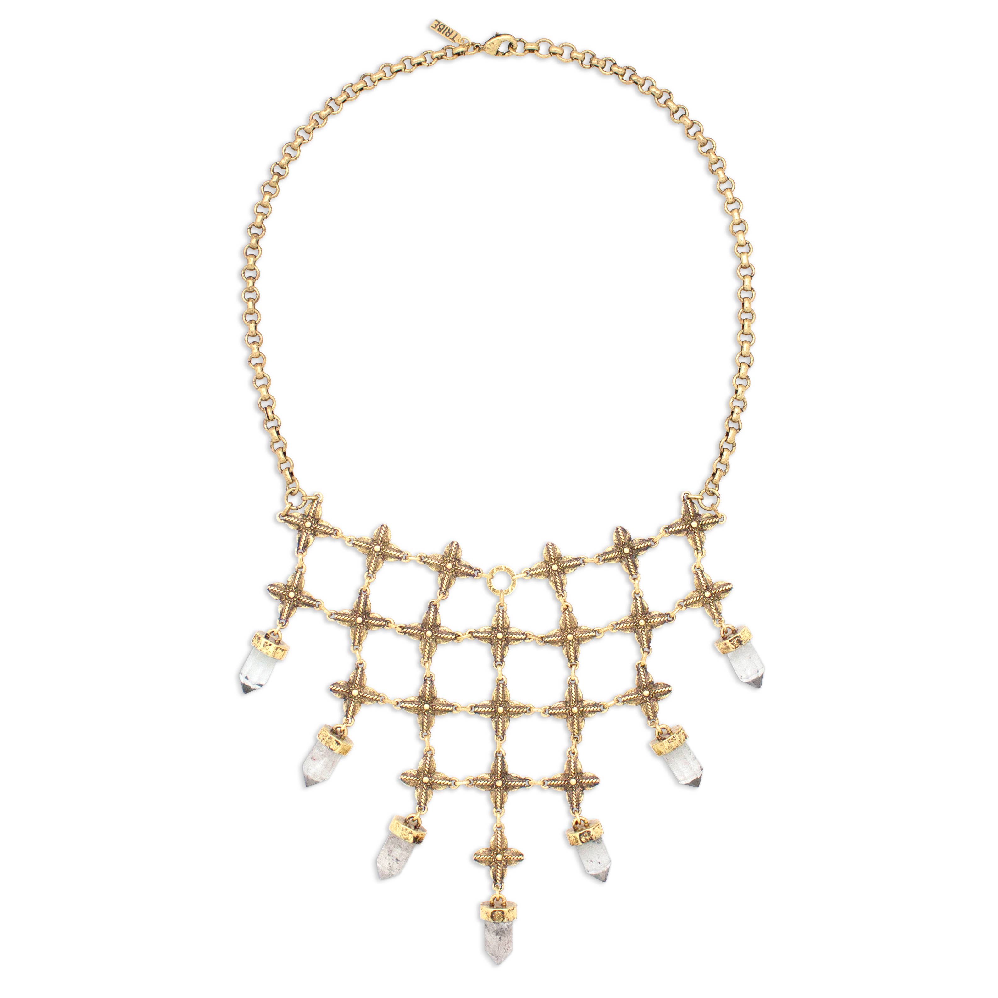 Or avec Antique Clair Collier Bib Shine On Crystal | Or en vente sur Faire4