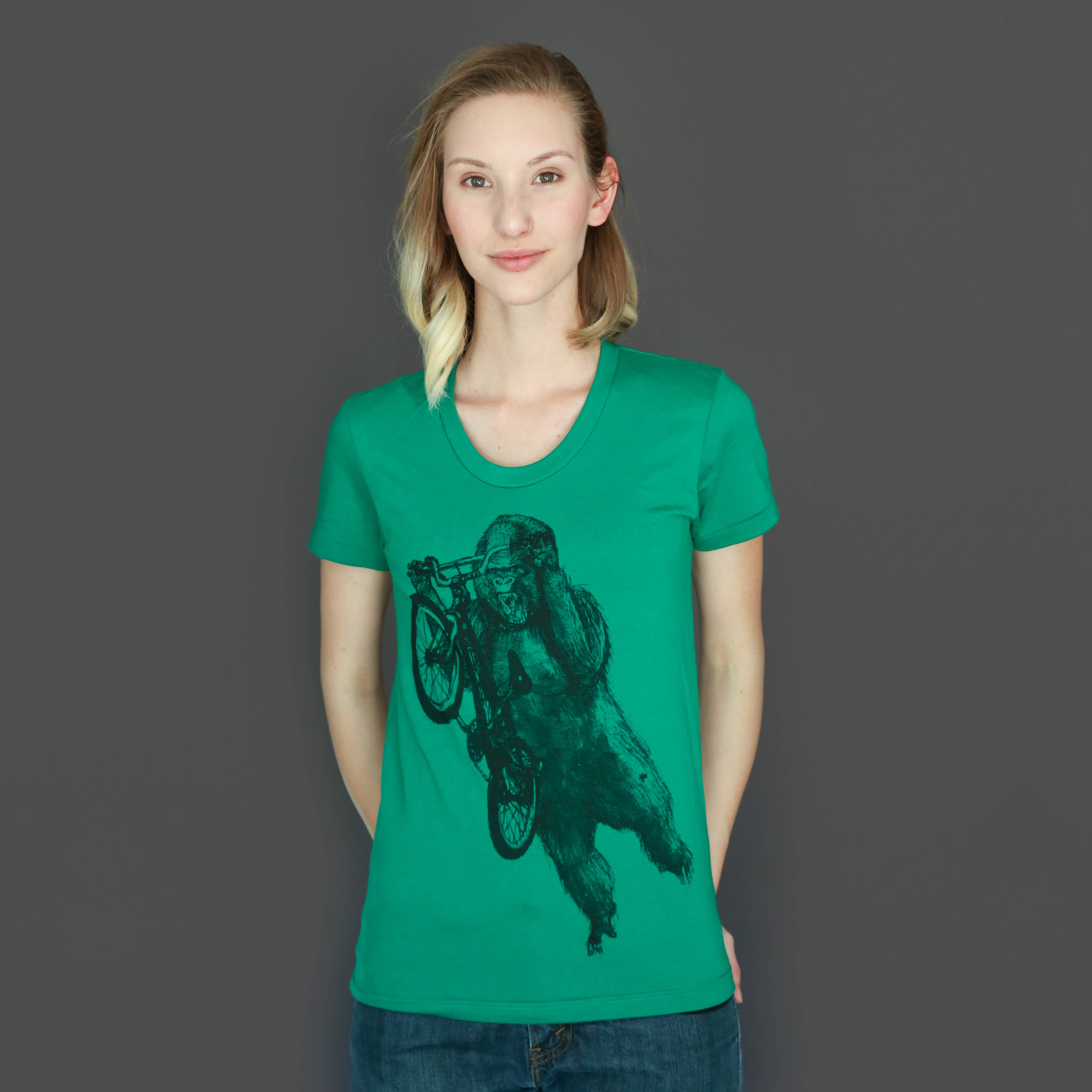 Dark Cycle Clothing - Venta al por mayor Camiseta serigrafiada - Mujer - Gorilla On A BMX Bike - Camiseta para mujer1