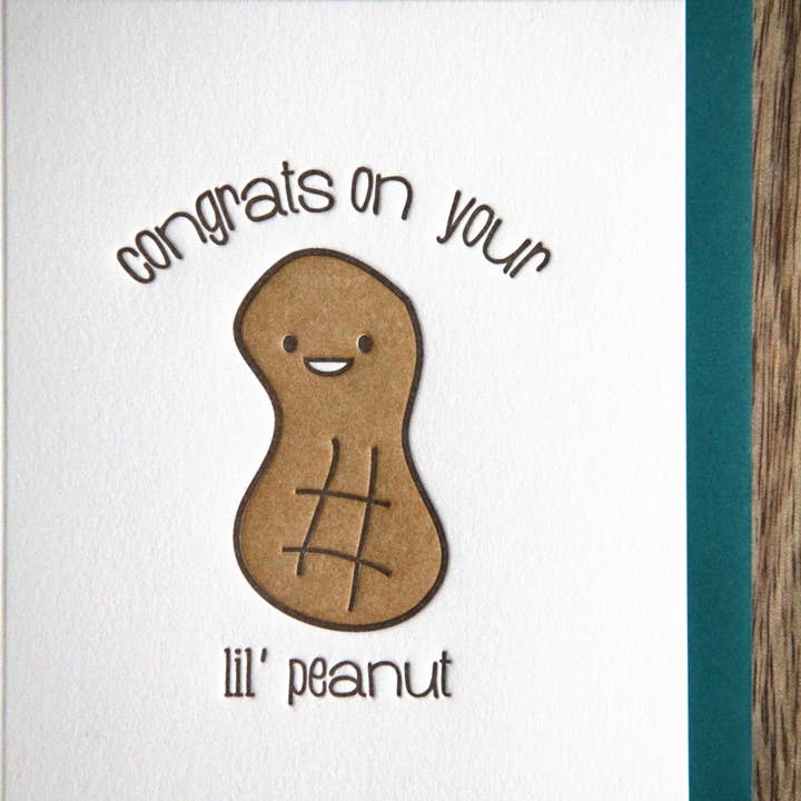 Kiss and Punch - Wholesale Baby Card - Cute Baby Letterpress Congrats on Your Lil Peanut Card2