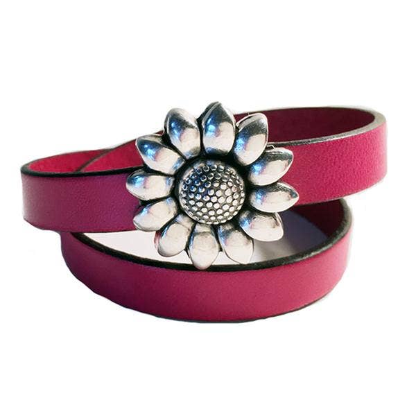 Pulsera de piel de girasol, color fucsia para venta al por mayor de LIVE AHA