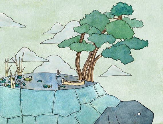 Sadly Harmless Illustration - Wholesale Art Print - "The Shifting Shore" -turtle print0