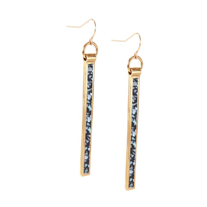 Black Crushed Shell Stick Earrings for wholesale by Marionwild Jewelry