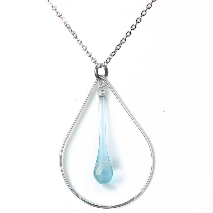 Laceleaf Glass and Silver Necklace for wholesale by Sundrop Jewelry