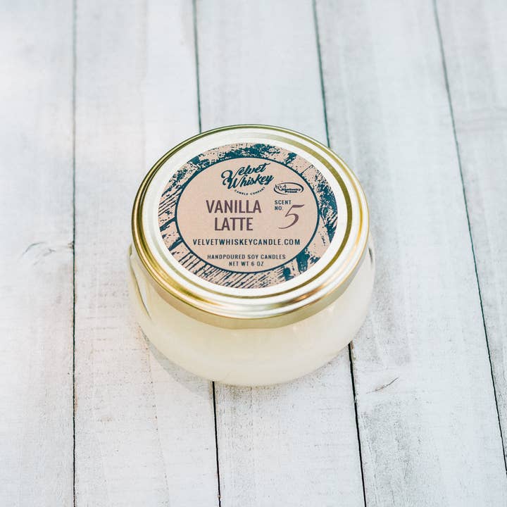 Velvet Whiskey Candle Co - Wholesale Jar/Filled Candle - 6.5 oz Vanilla Latte Candle4