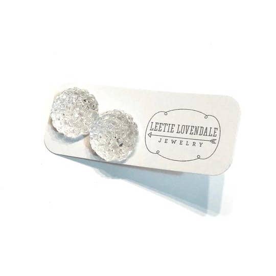 Pendientes de botón retro con cuentas de azúcar transparentes para venta al por mayor de Leetie Lovendale