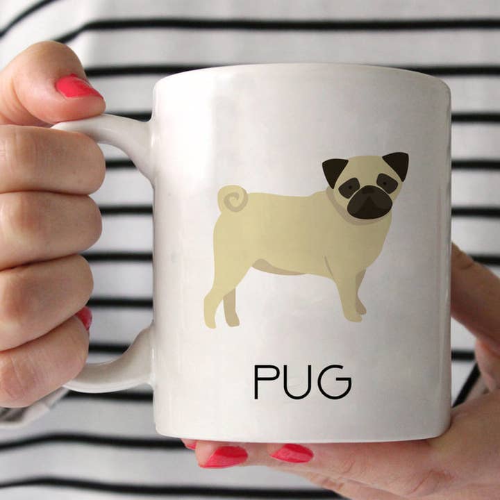 Tazza in ceramica con carlino, 325 per la vendita all'ingrosso da parte di Sophisticated Pup