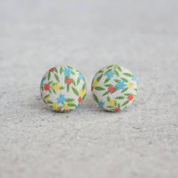 Rachel O's - Wholesale Stud/Post Earrings - Calico Fabric Button Earrings