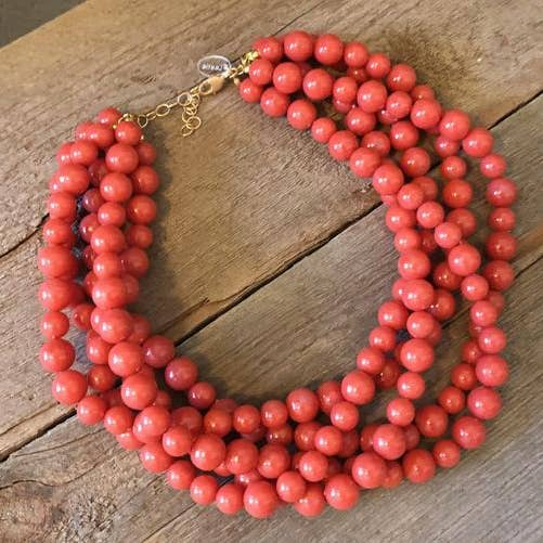 Laks marmoreret Beaded Sylvie halskæde for engroshandel hos Leetie Lovendale