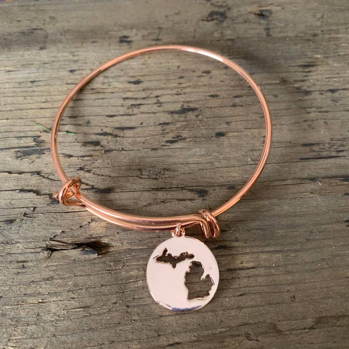 Rose Gold Michigan Coin Bracelet for wholesale by Jill's Jewels