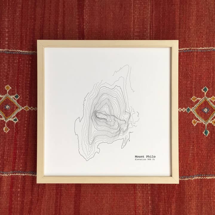 12'' x 12'' Mount Philo Vermont Topographic Map Art Print for wholesale by Tim Plus April