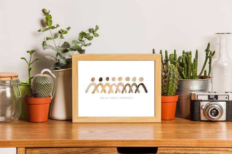 Maija Rebecca Hand Drawn – wholesale Art print – 9'' x 12'' Standing Together Art Print1