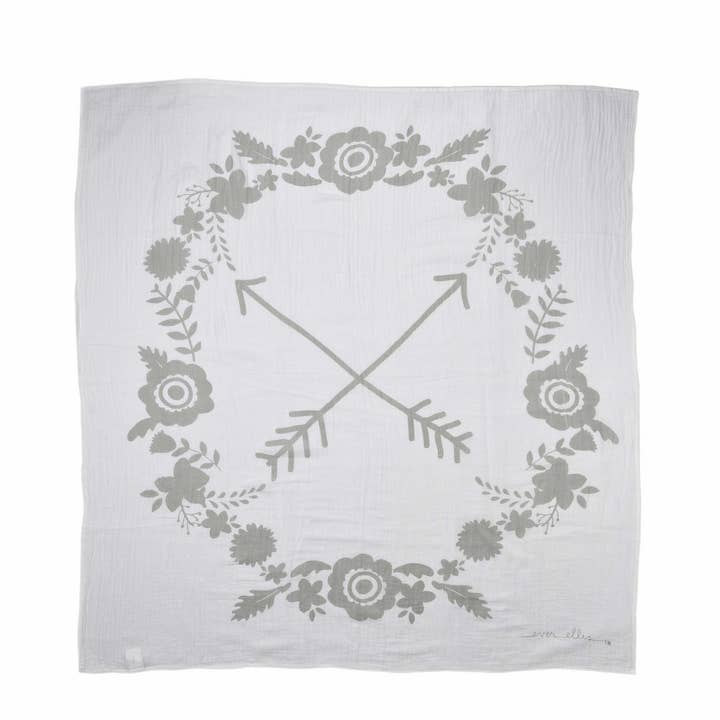 SALE Cotton Gray Flower Baby Blanket for wholesale by Totalee Gift