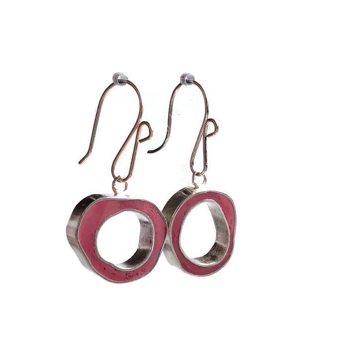 Baubbly - Wholesale Dangle Earrings - Berry and Purple Front-Facing Hoops - Reversible Handmade1