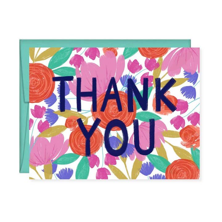 Thank You Painted Floral Card for wholesale by Pen & Paint