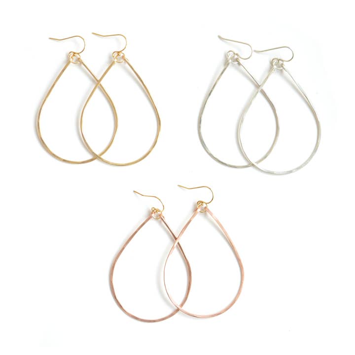 Bent by Courtney - Wholesale Dangle Earrings - Hammered Teardrops6