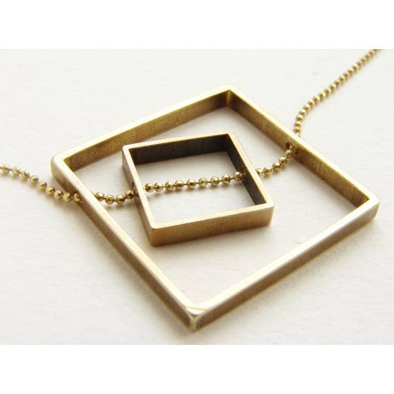 Square Pendant Statement Necklace for wholesale by SORA DESIGNS