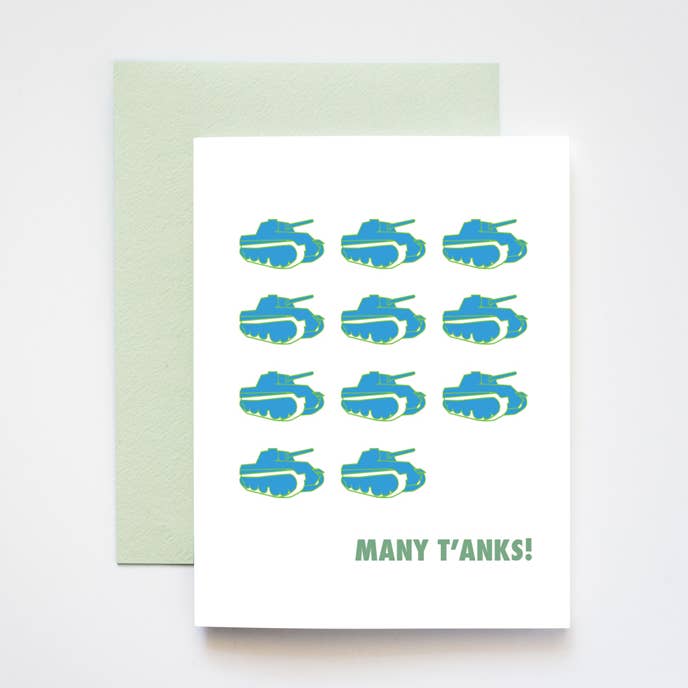 Many T'anks Thank You Greeting Cards for wholesale by ILOOTPAPERIE