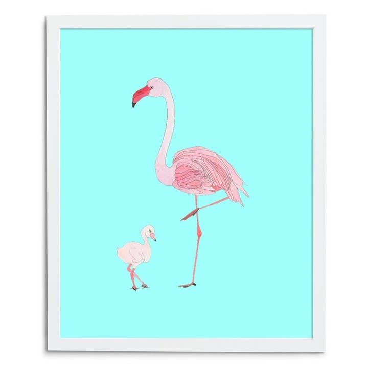 8” x 10” Flamingo Pair Prints - Blue for wholesale by Wee Wild Ones