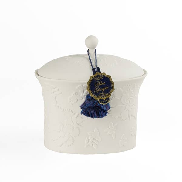 Seda France Candles - Wholesale Jar/Filled Candle - Bleu Ginger Bleu et Blanc Ceramic Candle