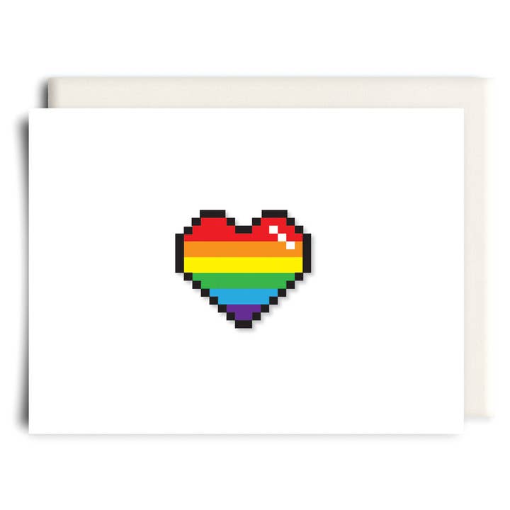 LGBTQ Pixel Heart | Love Greeting Card for wholesale by Inkwell Cards