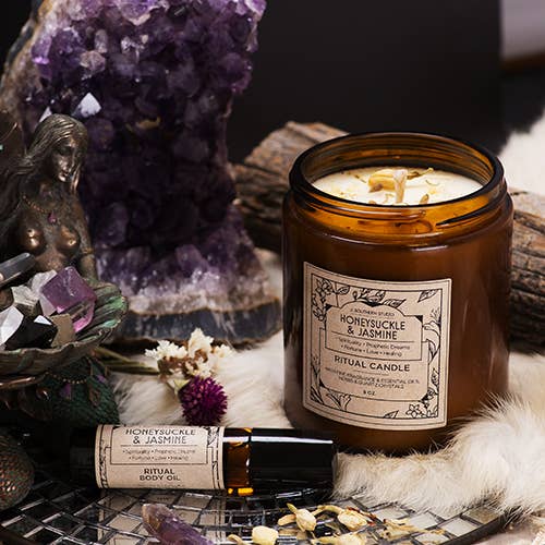J. Southern Studio - Wholesale Bath/Body Oil - Honeysuckle & Jasmine, Ritual Body Oil with crystals and essential oils - 10 mL2