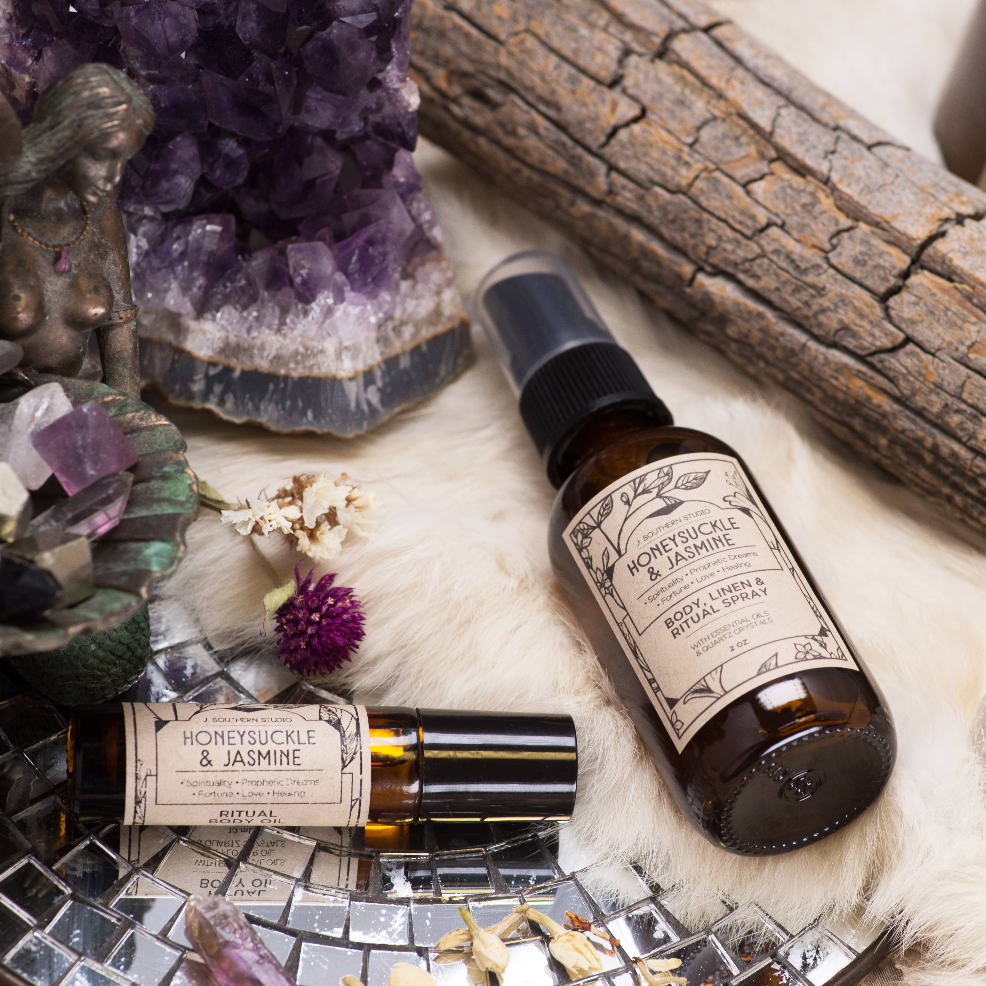 J. Southern Studio - Wholesale Bath/Body Oil - Honeysuckle & Jasmine, Ritual Body Oil with crystals and essential oils - 10 mL3