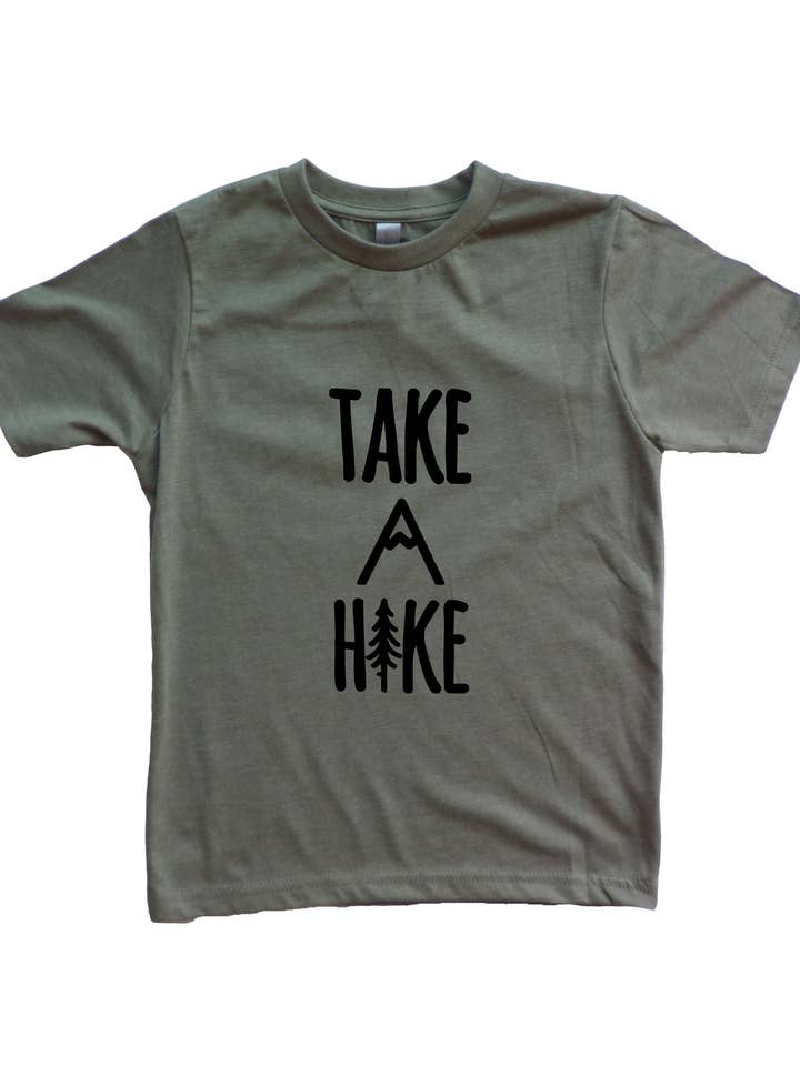 Chemise Take A Hike Garçon Vert Militaire avec Noir pour la vente par Outdoorable Apparel