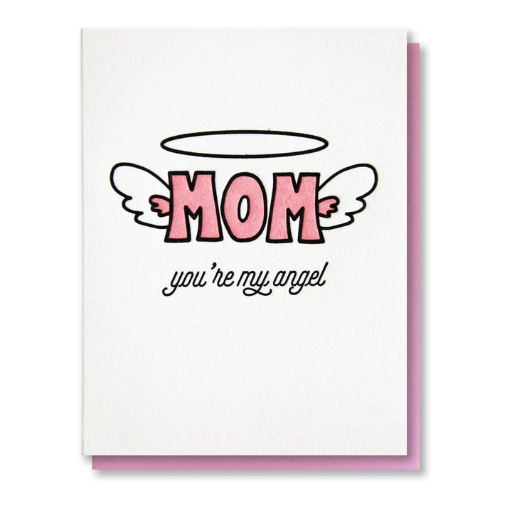 You're My Angel Mom Letterpress Card for wholesale by Kiss and Punch