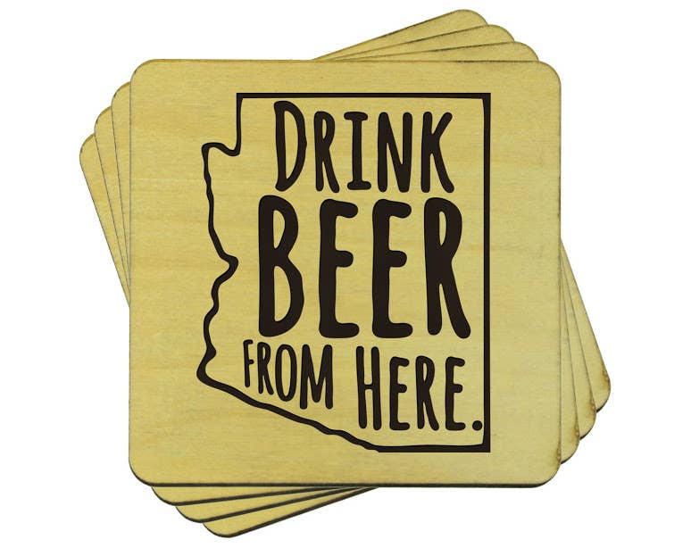 Torched Products - Wholesale Coasters - Drink Beer From Here Coasters | Set of 4 Beer Coasters2