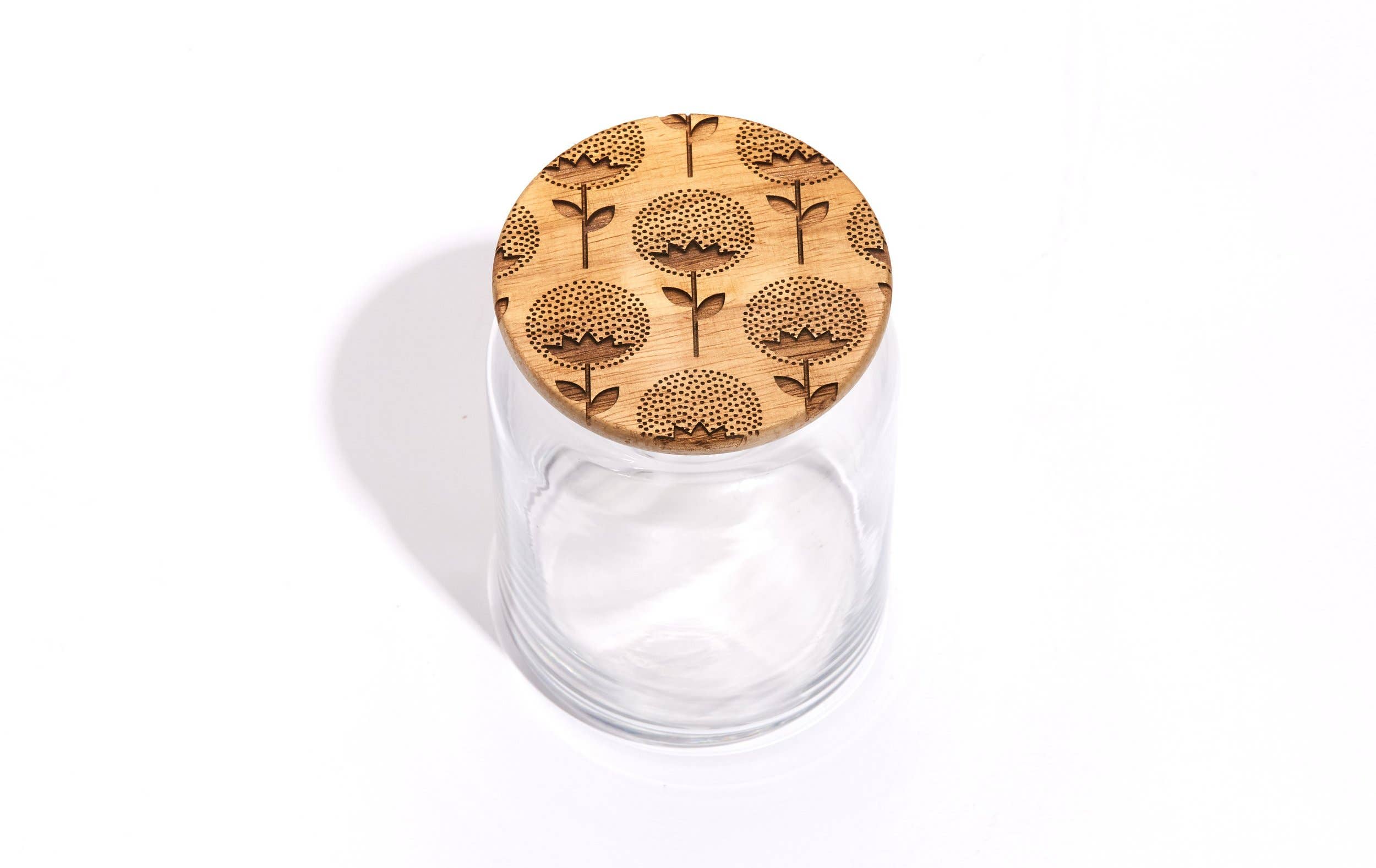 Lucca - Wholesale Jar - Dandelion Wood Lid Glass Jar