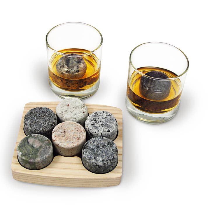 Sea Stones - Wholesale Drink Chilling Cubes - On The Rocks Chillers Set Granite Hardwood Ash & Glass4
