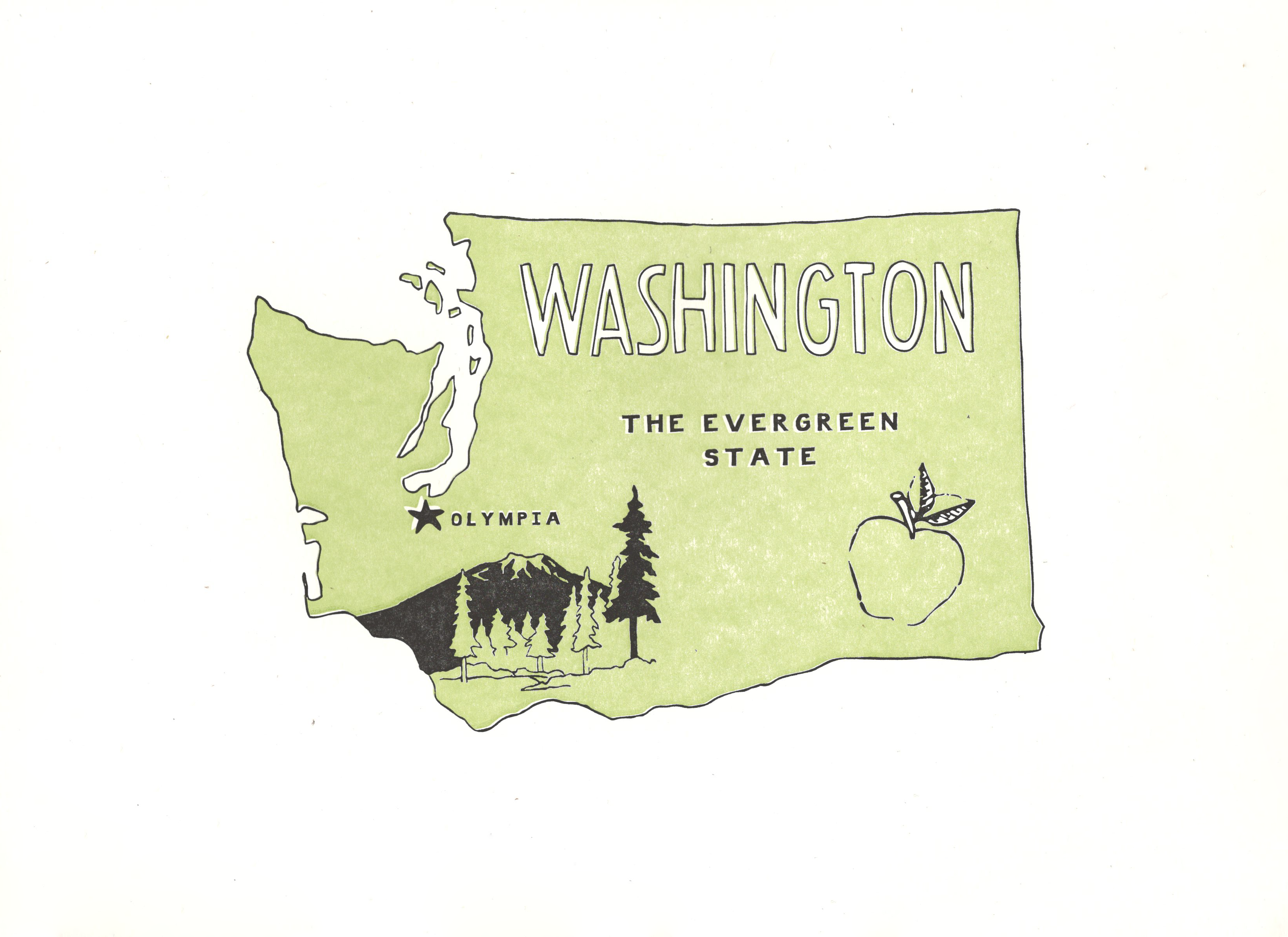 Power and Light Press - Wholesale Art Print - Washington State Print: The Evergreen State0