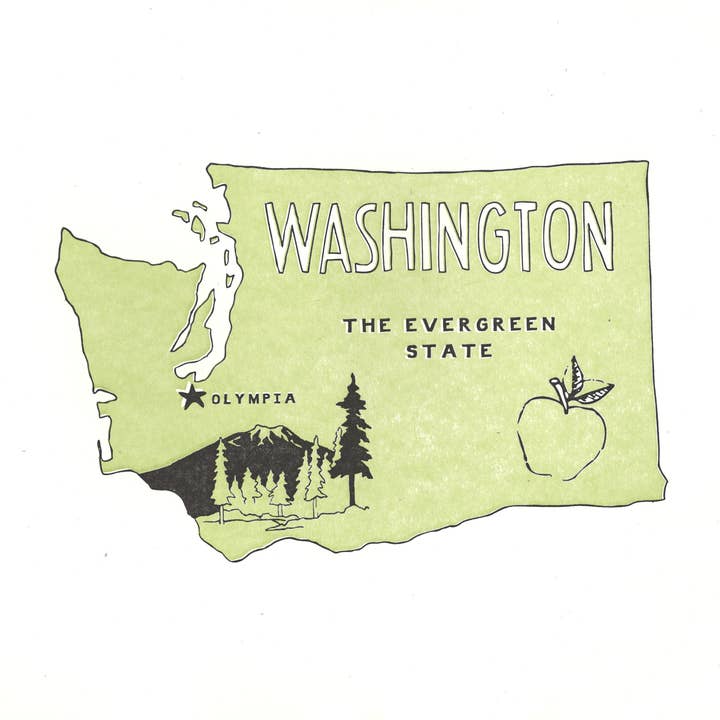 Power and Light Press - Wholesale Art Print - Washington State Print: The Evergreen State0