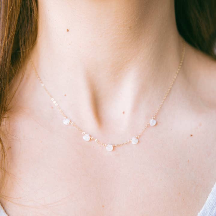 Peach Moonstone Talai Necklace for wholesale by Pharao Jewelry