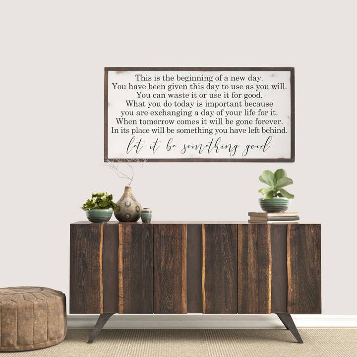 16" X 32" Beginning of a New Day Wood Sign for wholesale by Willow and Blush Designs