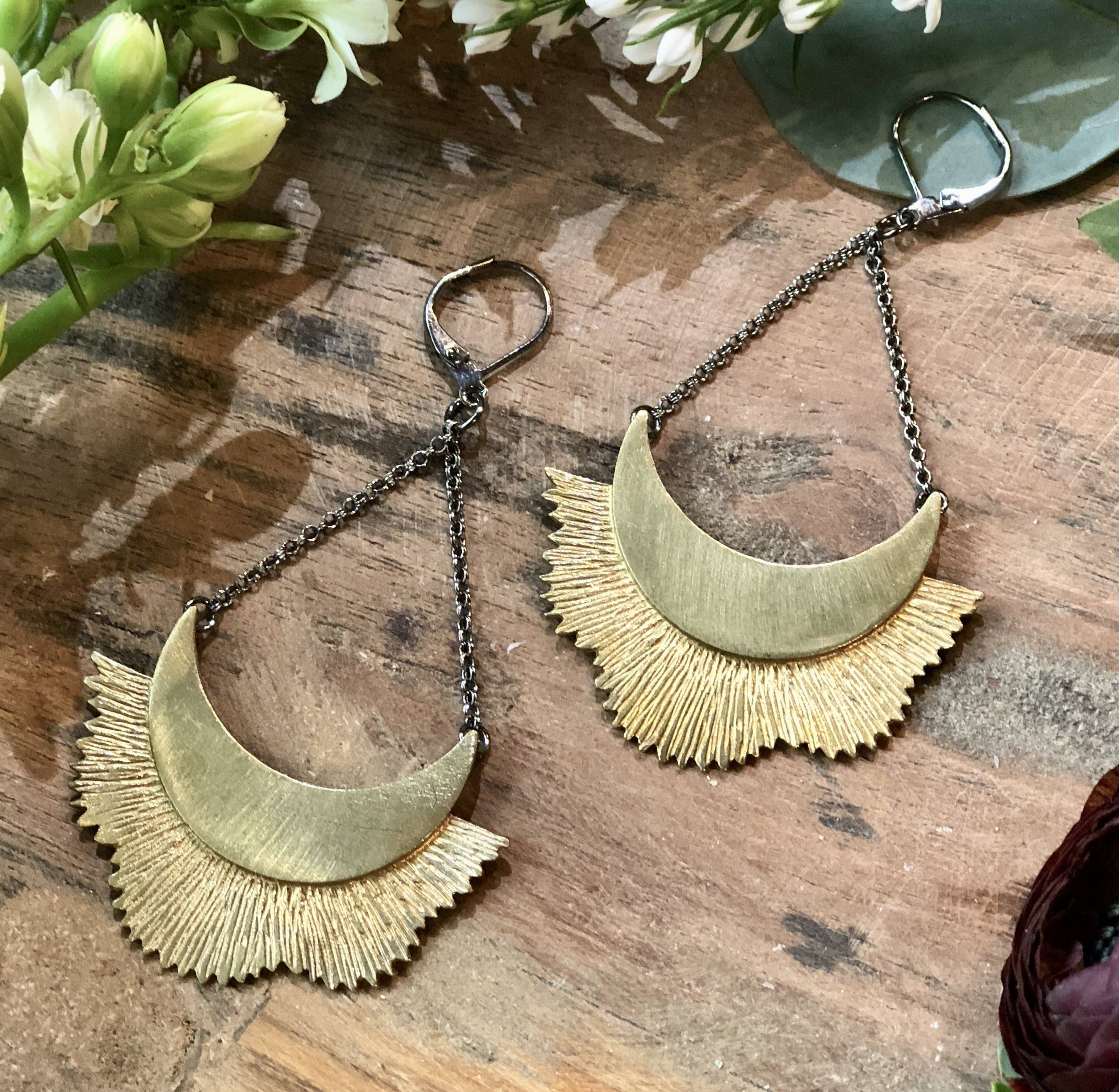 Harlow Jewelry - Vente Boucles d'oreilles pendantes - Boucles d'oreilles en laiton Sunburst2