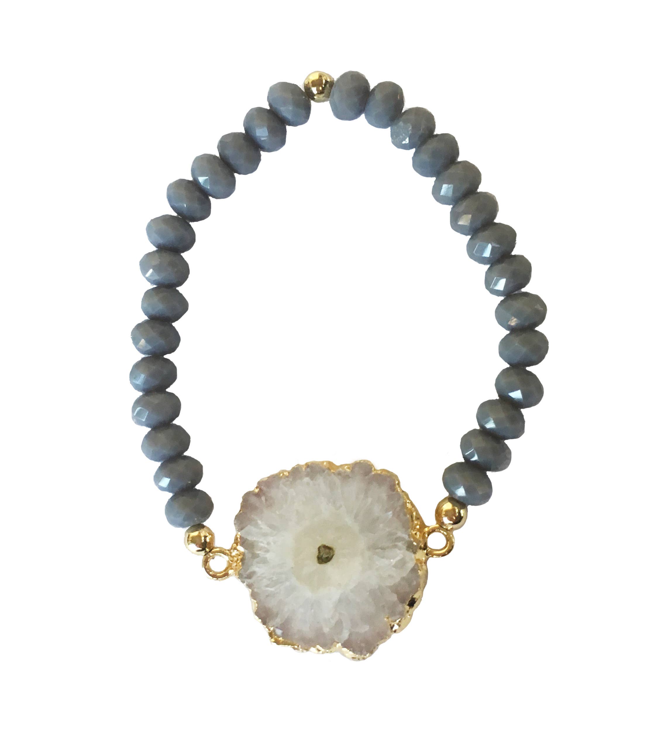 Tangled Jewelry - Wholesale Beaded Bracelet - Grey Solar Quartz Stretch Bracelet0