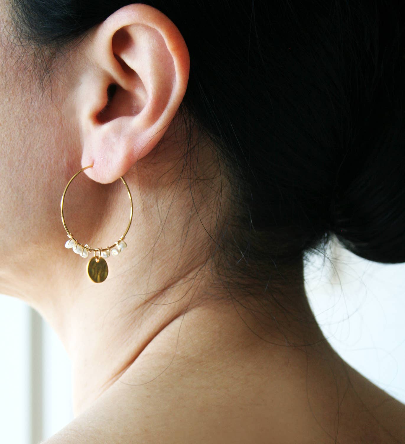 Laura Stark Designs - Wholesale Hoop Earrings - Pearl Boho Hoop Earrings | Pearl Hoops2