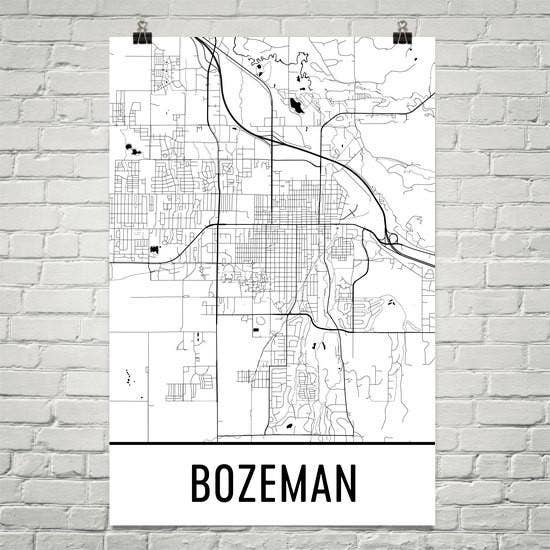 Modern Map Art – Engroshandel Plakat – Bozeman MT Street Map Plakat 12 „x 18"0