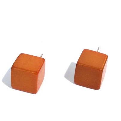 Cinnamon Brown Jumbo Cube Stud Earrings for wholesale by Leetie Lovendale