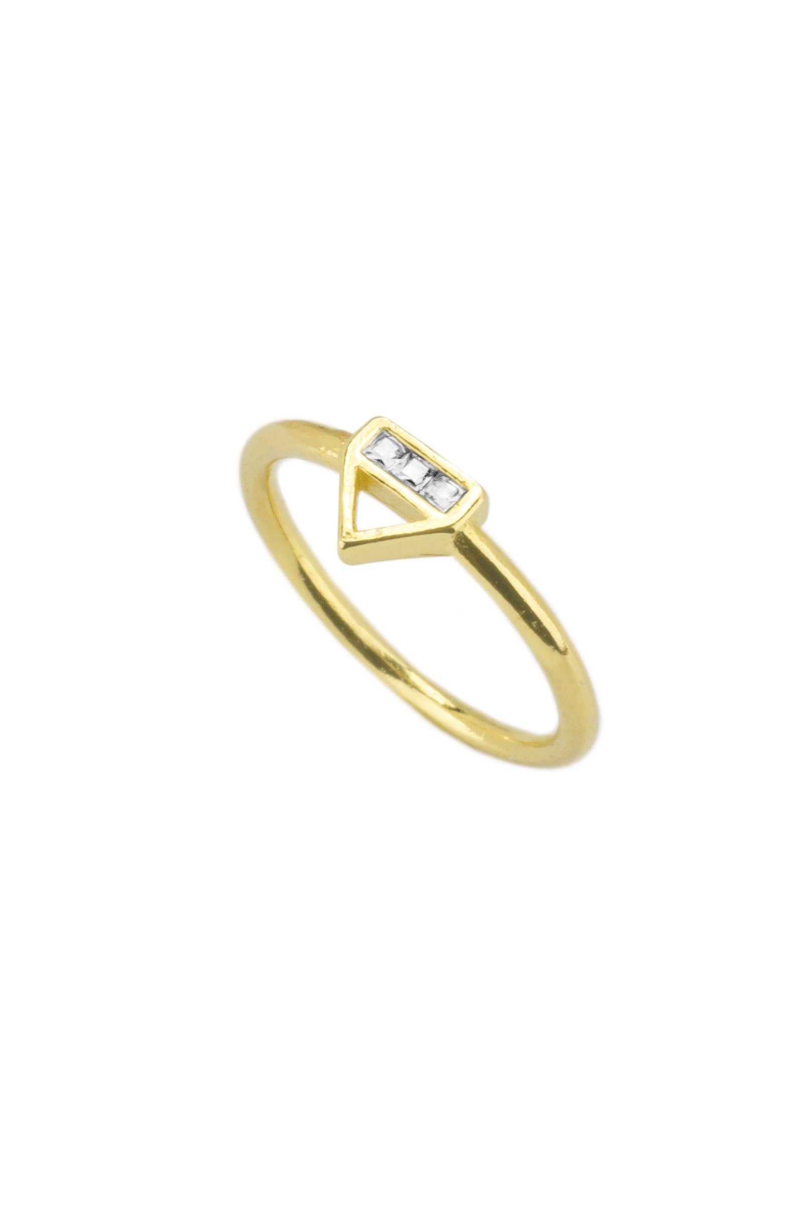 Katie Dean - Wholesale Multi-Stone Ring - 18K Gold Plated Love Triangle Ring1