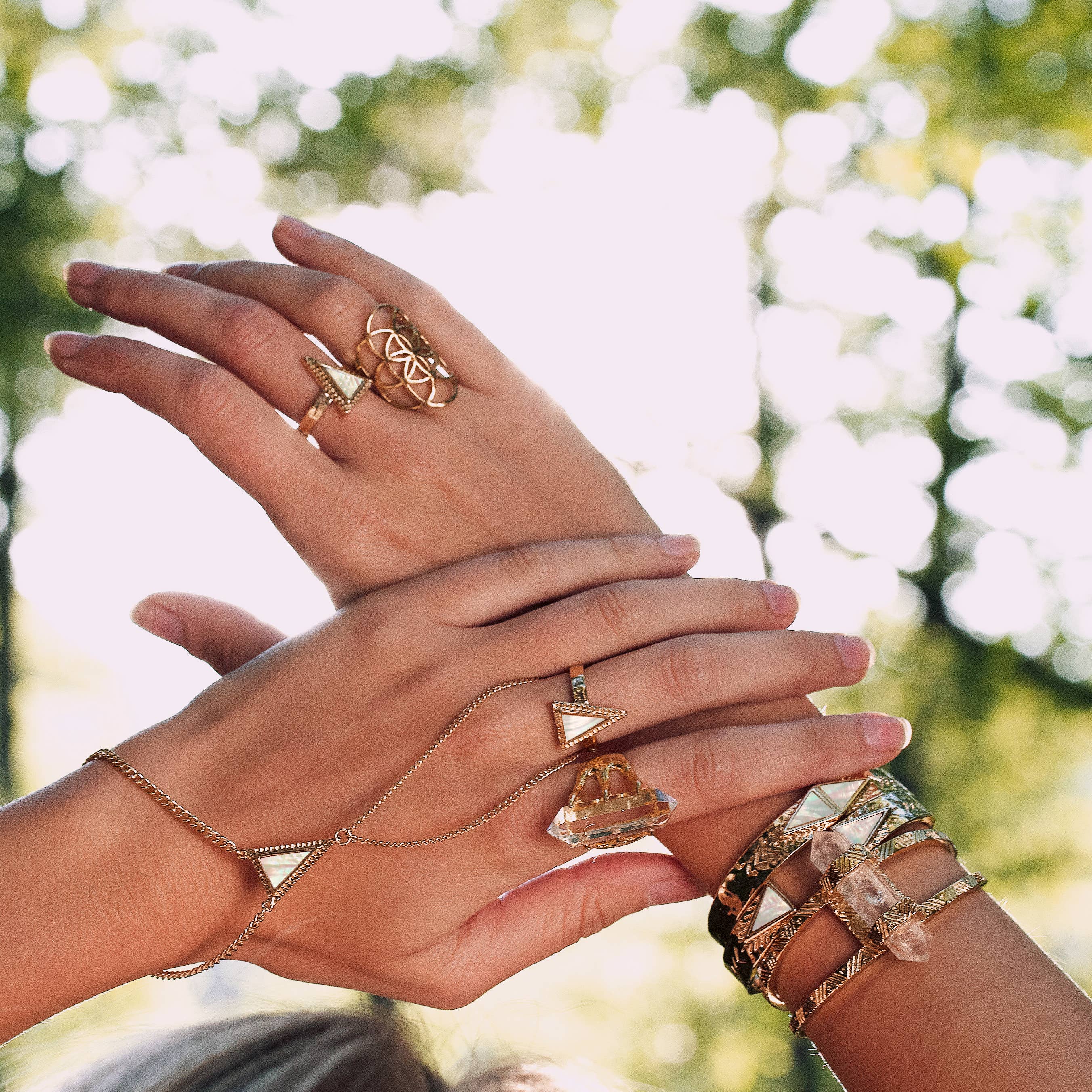 Hiouchi Jewels | Rose & Bolt Grateful Dead Jewelry - Wholesale Cocktail/Statement Ring - Seed of Life Ring | Gold10