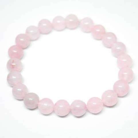 Black Braided Elastic - Rose Quartz Bracelet for wholesale by Foxfire Stones