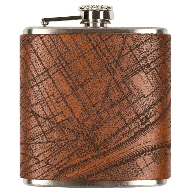Tactile Craftworks - Wholesale Flask - Detroit Map Flask2