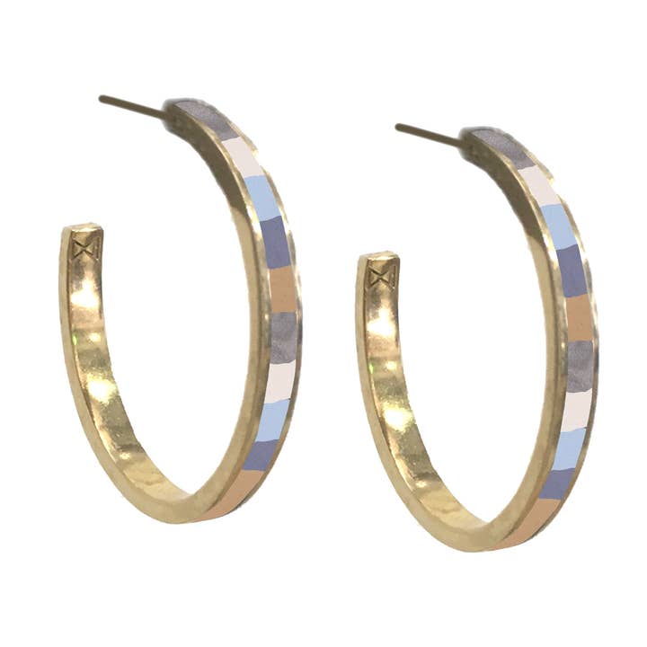 Mod Classic Hoops - Color-Blocked Polymer Clay Inlay for wholesale by Marionwild Jewelry