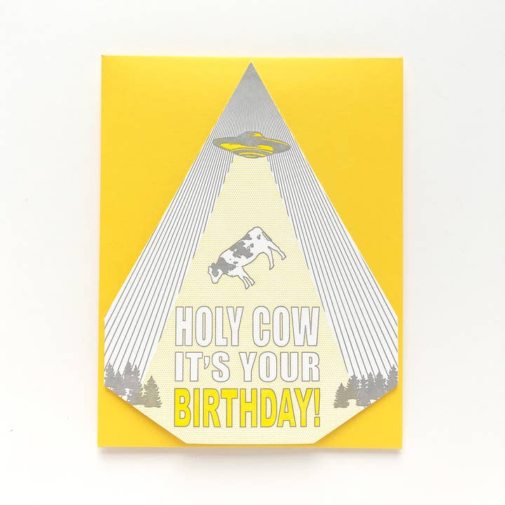 Blackbird Letterpress - Wholesale Birthday Card - holy cow it's your birthday card2
