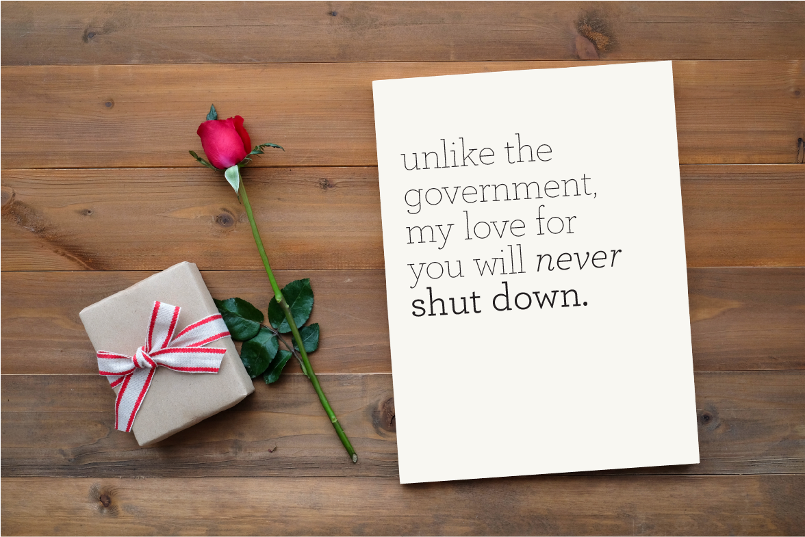 The Card Bureau - Wholesale Love Card - Government Shutdown Love Shut Down Card1