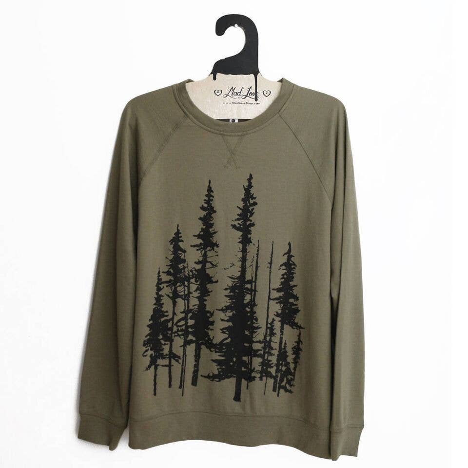 Mad Love Shop - Wholesale Graphic Sweatshirt - Unisex - Unisex Olive Lightweight Terry Sweatshirt with Evergreen1